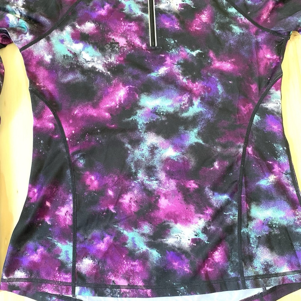 Ideology Women M Pullover Top Space Dye 1/4 Zip Performance Activewear Running